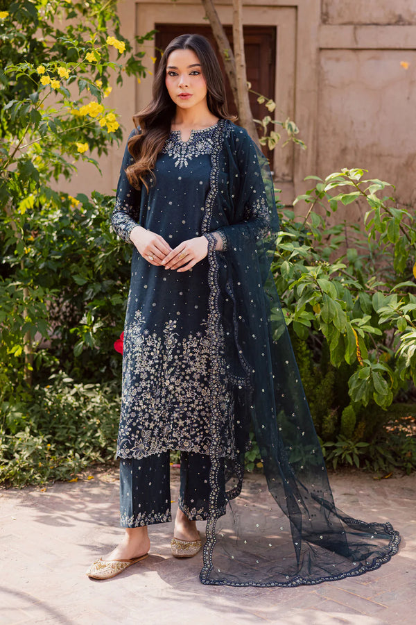 Berry Blue 3Pc - Embroidered Lawn Dress