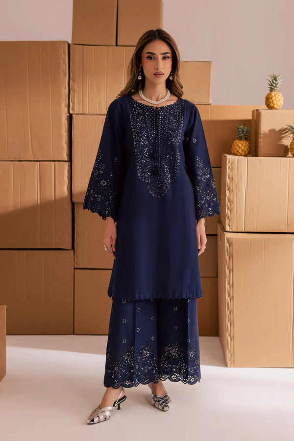 Blue Kenadee 2Pc - Embroidered Lawn Dress