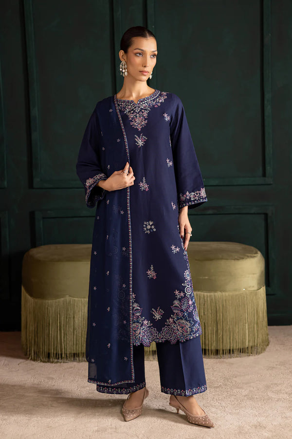 Dusky 3Pc - Embroidered Cotton Dress
