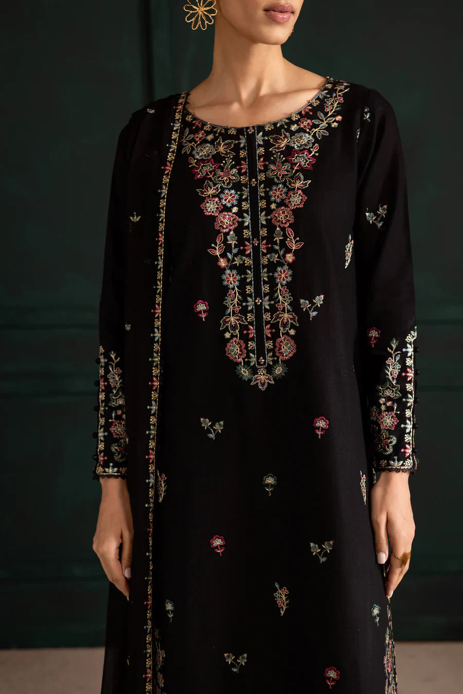 Night flower 3Pc - Embroidered Lawn Dress