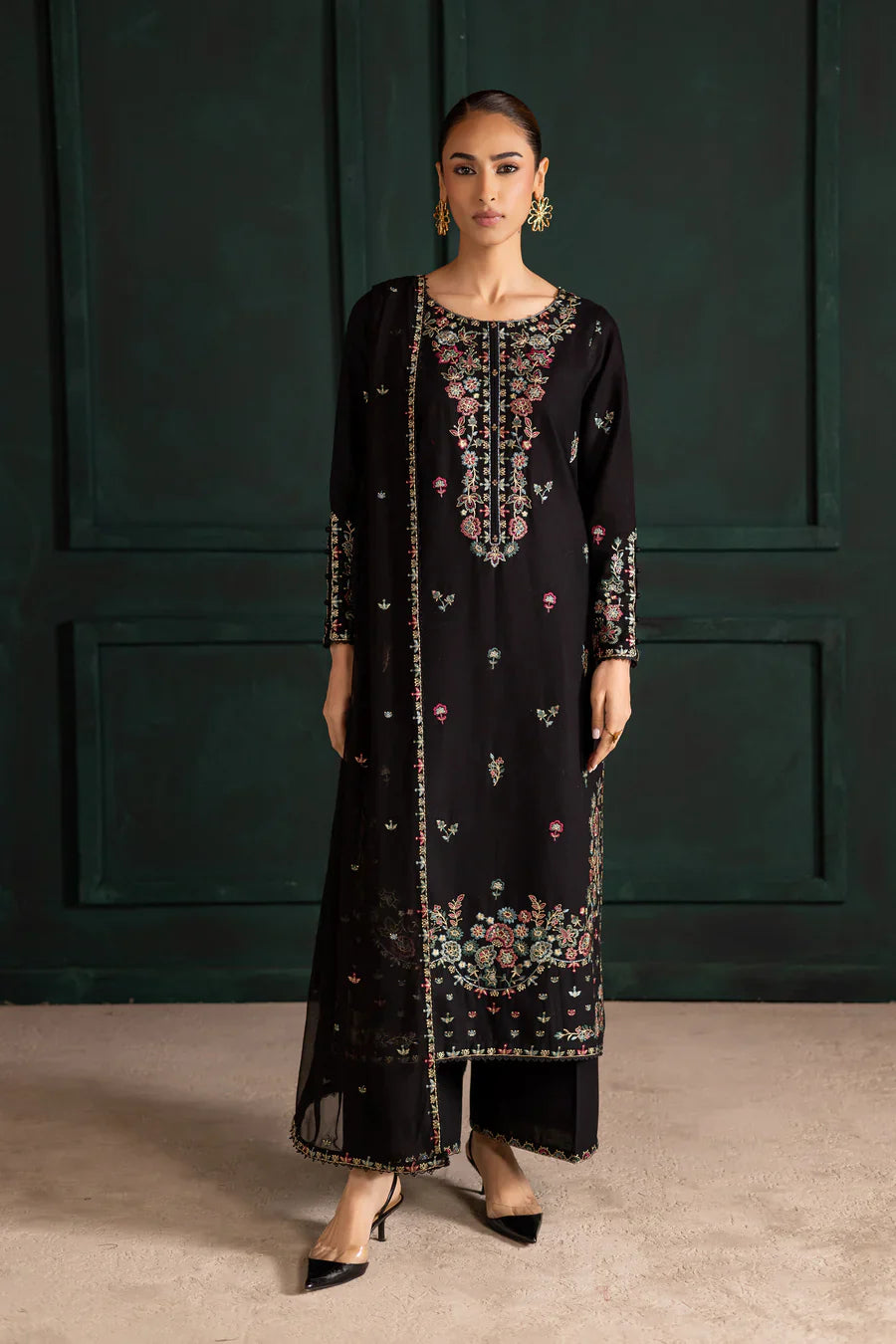 Night flower 3Pc - Embroidered Lawn Dress