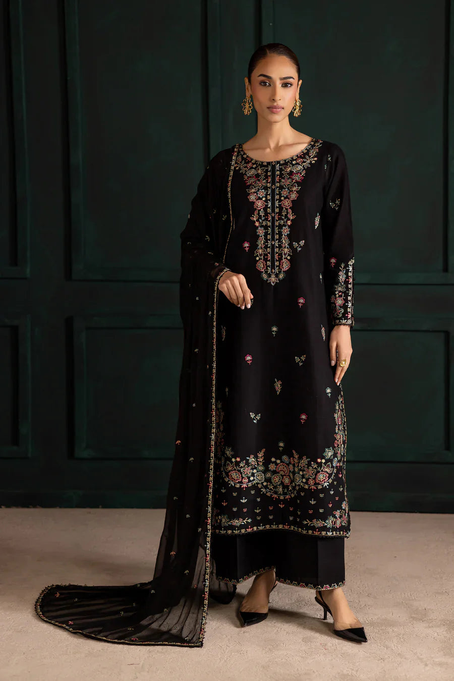 Night flower 3Pc - Embroidered Lawn Dress