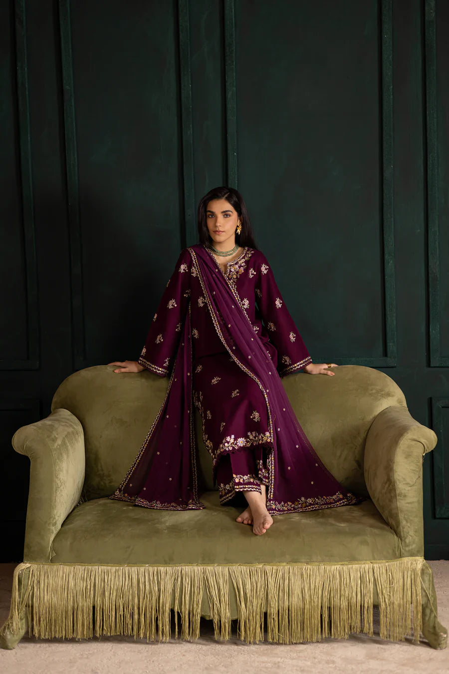 Prune 3Pc - Embroidered Lawn Dress