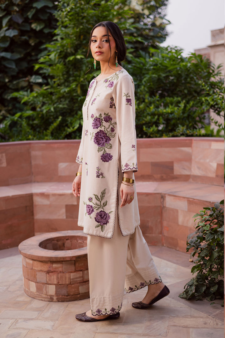 Purple Nate 2Pc - Embroidered Lawn Dress