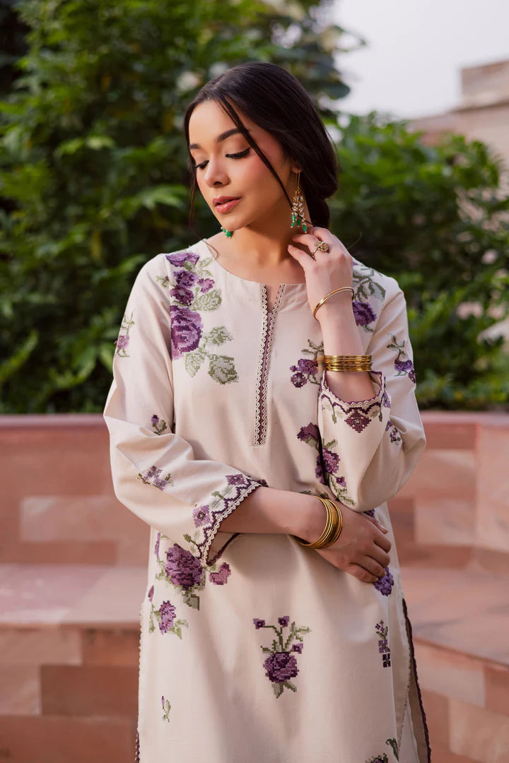 Purple Nate 2Pc - Embroidered Lawn Dress