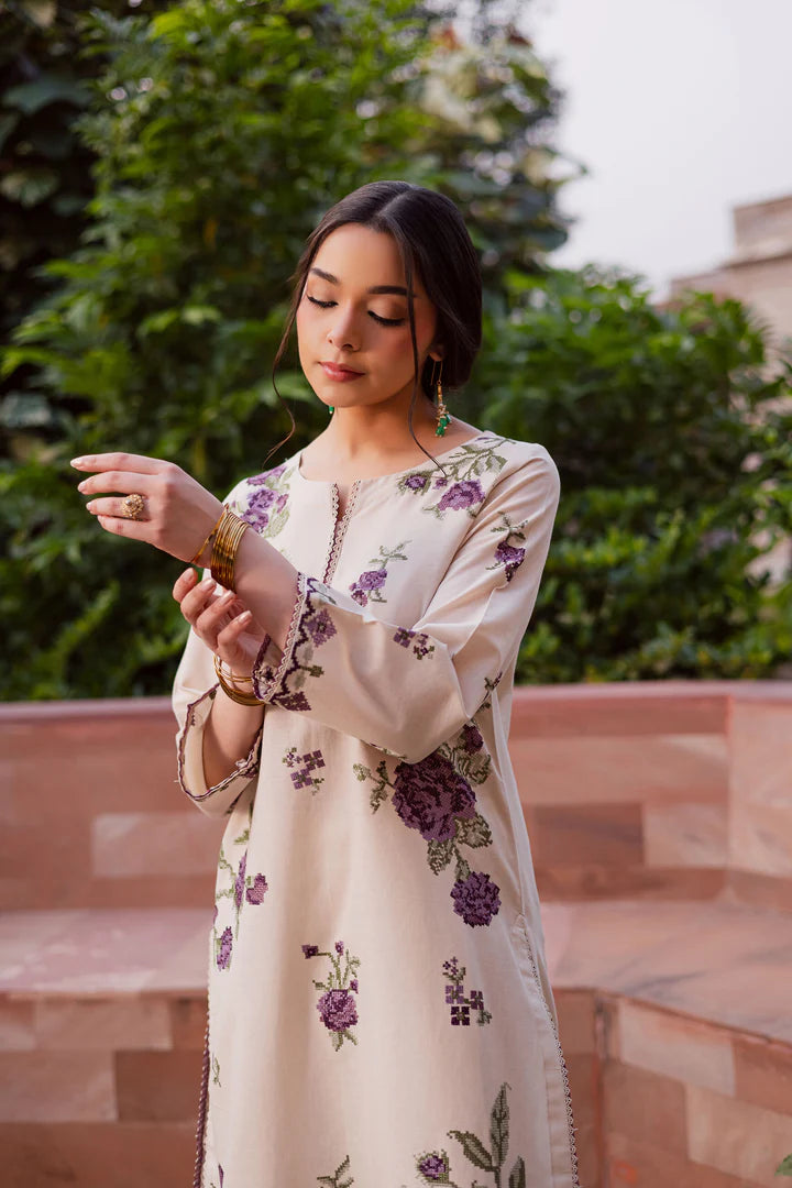 Purple Nate 2Pc - Embroidered Lawn Dress