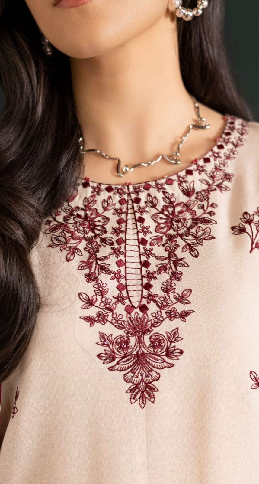 Ivory Rua 3Pc - Embroidered Lawn Dress